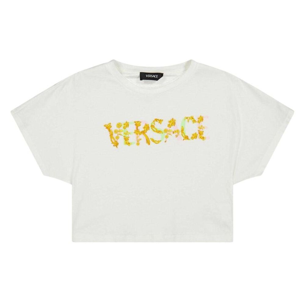 Versace Girls Soft Crop Top / White